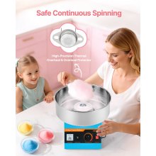 Commercial Cotton Candy Machine Electric Sugar Floss Maker Stainless Steel Blue
