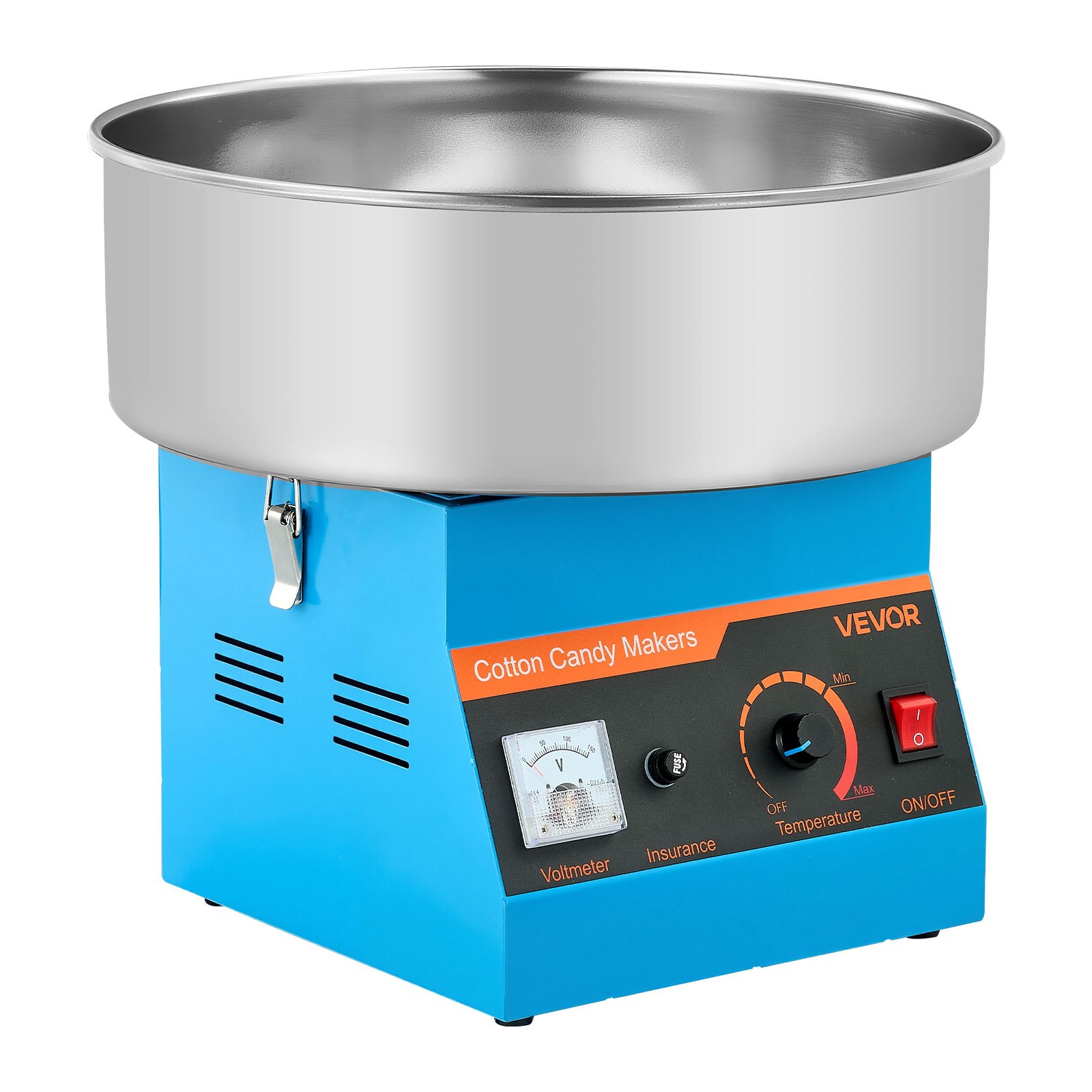 VEVOR Cotton Candy Machine Commercial, 1000W Electric Candy Floss Maker, Easy Use with 38cm Stainless Steel Bowl and Sugar Scoop, Makes Hard Candy for Home Kids Birthday, Family Party, Blue