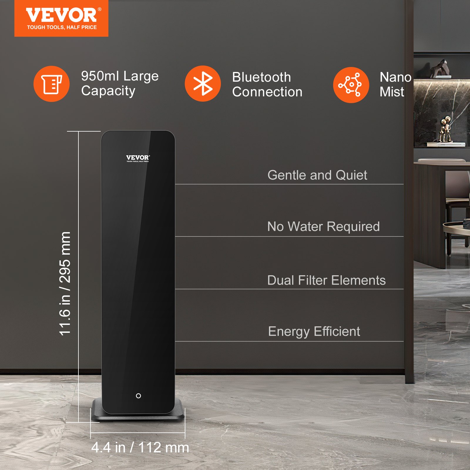VEVOR Scent Air Machine for Home, 950ml Bluetooth Smart Cold Air Diffuser, 3000sq.ft Waterless Essential Oil Scent Air Diffuser, Floor Standing Aromatherapy Machine for Large Room, Office, Hotel
