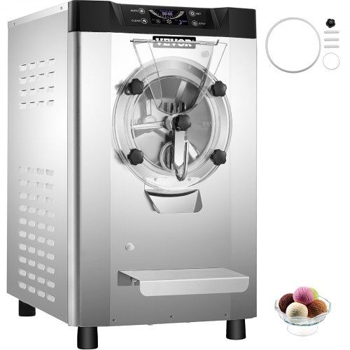 VEVOR Commercial Hard Ice Cream Machine Hard Serve Ice Cream Maker w/ 4.8-6.3 Gal/H Production Hard Ice Cream Machine w/ 1.6 Gal Cylinder Countertop Hard Yogurt Maker w/ 2000W Compressor & LCD Screen