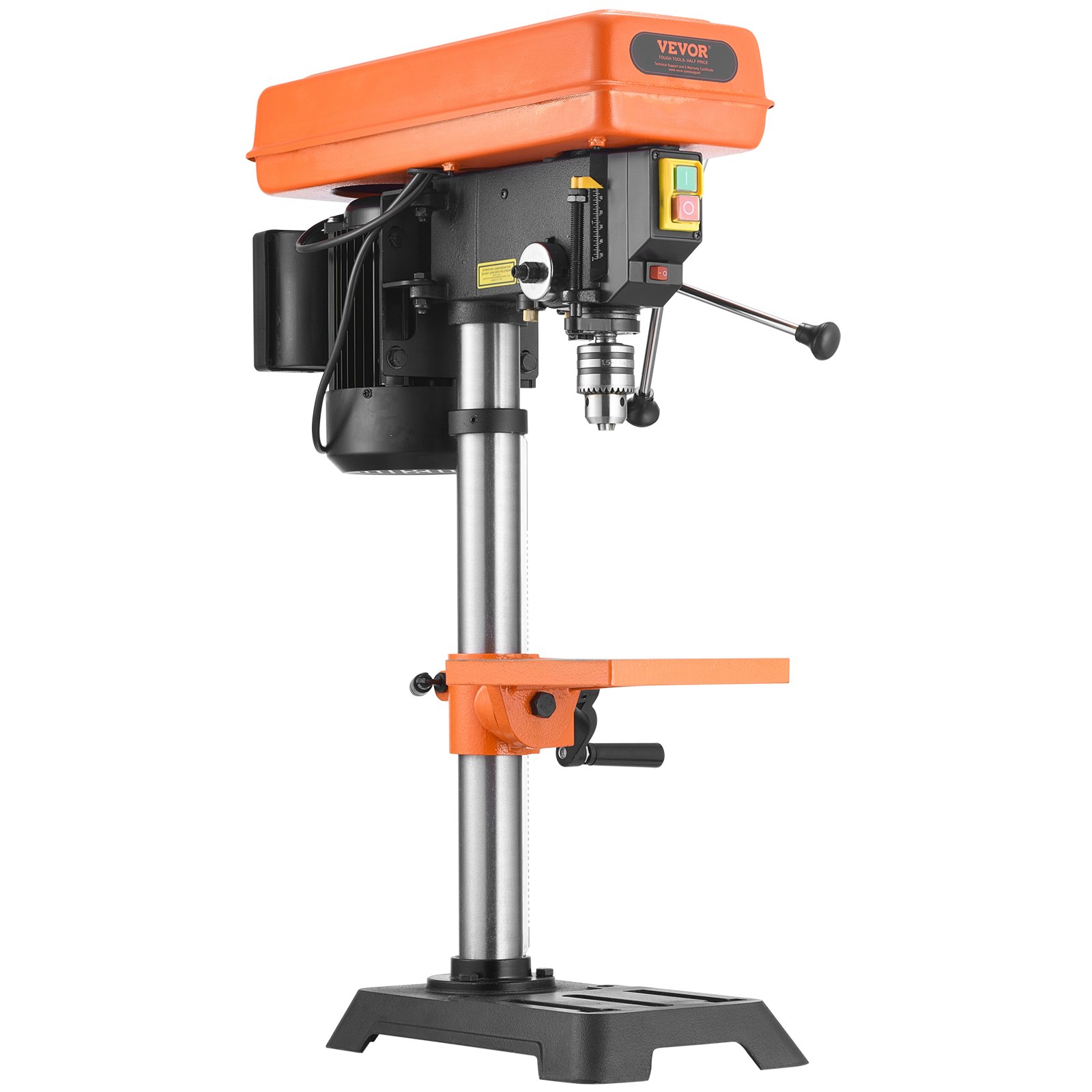 VEVOR 203.2mm Benchtop Drill Press, 500W Induction Motor, Tabletop Drilling Machine with 500 / 890 / 1400 / 1900 / 2500 RPM Adjustable Speed, 0-45° Tilting Worktable, LED Work Light, for Wood Metal