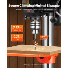 VEVOR 203.2mm Benchtop Drill Press, 500W Induction Motor, Tabletop Drilling Machine with 500 / 890 / 1400 / 1900 / 2500 RPM Adjustable Speed, 0-45° Tilting Worktable, LED Work Light, for Wood Metal