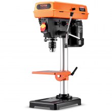 VEVOR Bench Drill Press 203.2mm 8-inch, 2.3A Induction Motor, 500W Maximum Power, Tabletop Drilling Machine with 550/950/1450/1950/2500 RPM Variable 5-Speed ​​Control, 0-45° Tiltable Work Table, LED Work Light