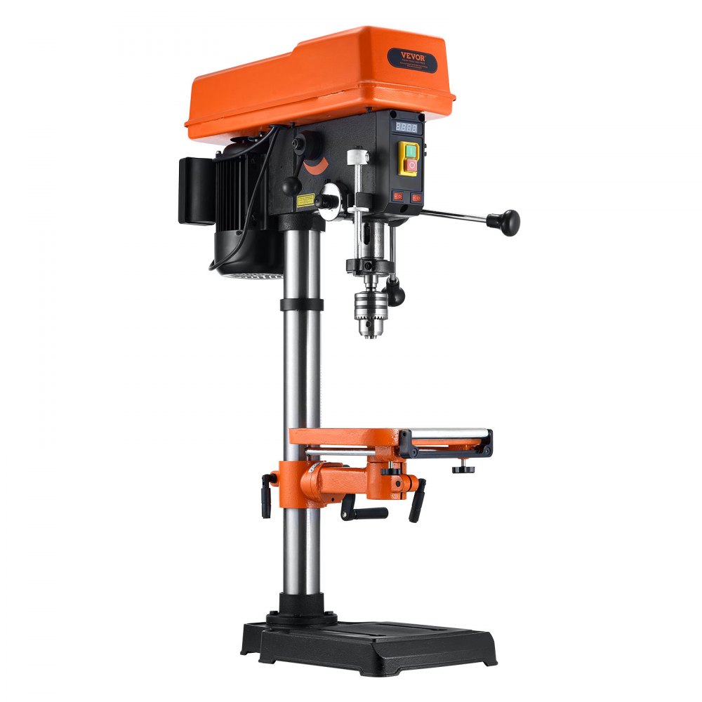 VEVOR 304.8 mm Benchtop Drill Press, 750W, 340-2200 RPM Variable Speed Bench Drill Press, with 0-45° Tilting Worktable, LED Work Light, X-ray Positioning, Tabletop Drilling Machine for Wood Metal