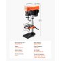 VEVOR 304.8 mm Benchtop Drill Press, 750W, 340-2200 RPM Variable Speed Bench Drill Press, with 0-45° Tilting Worktable, LED Work Light, X-ray Positioning, Tabletop Drilling Machine for Wood Metal