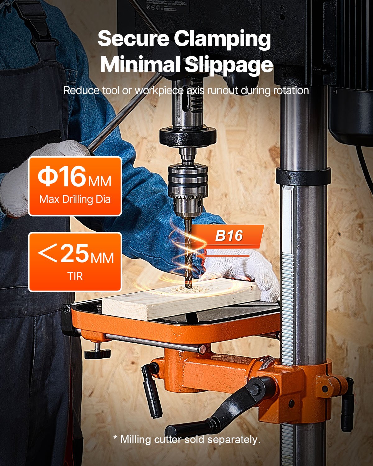 VEVOR 304.8 mm Benchtop Drill Press, 750W, 340-2200 RPM Variable Speed Bench Drill Press, with 0-45° Tilting Worktable, LED Work Light, X-ray Positioning, Tabletop Drilling Machine for Wood Metal