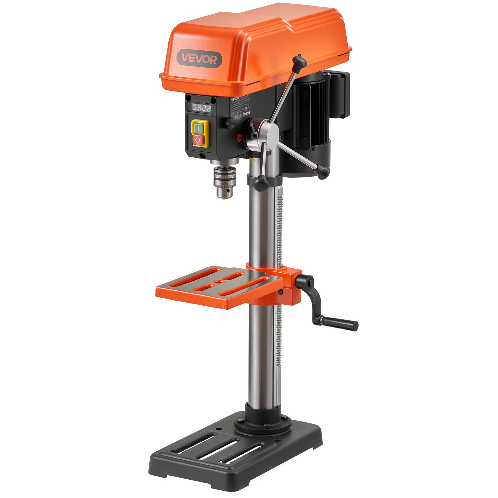 VEVOR 254 mm Benchtop Drill Press, 400W, Bench Drill Press, 440 to 2600 RPM Variable Speed, 0-45° Tilting Worktable, with Laser and LED Work Light, Tabletop Drilling Machine, for Woodworking, Metal