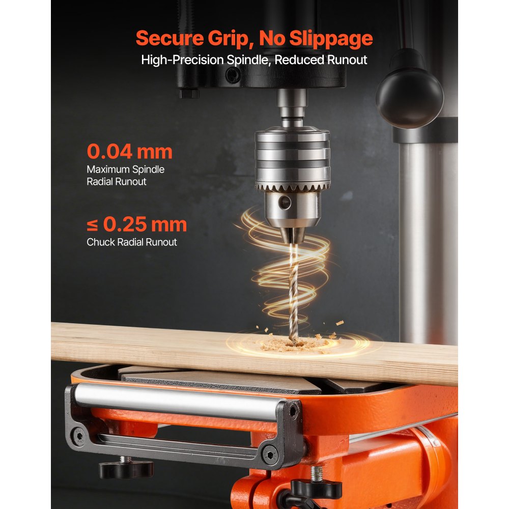 VEVOR 305 mm Benchtop Drill Press, 550W, Bench Drill Press, 340 to 2200 RPM Variable Speed, 0-45° Tilting Worktable, with Laser and LED Work Light, Tabletop Drilling Machine, for Woodworking, Metal