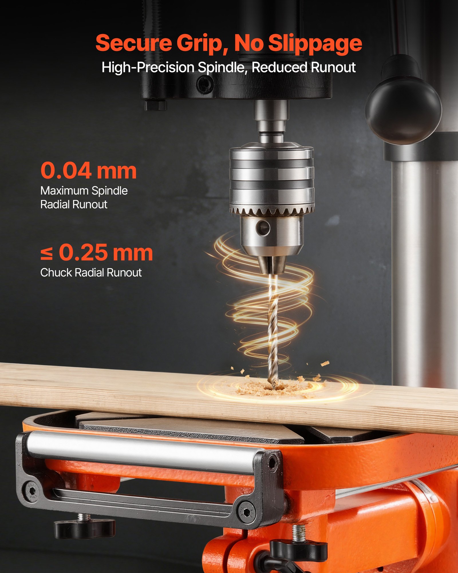 VEVOR 305 mm Benchtop Drill Press, 550W, Bench Drill Press, 340 to 2200 RPM Variable Speed, 0-45° Tilting Worktable, with Laser and LED Work Light, Tabletop Drilling Machine, for Woodworking, Metal