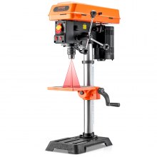 VEVOR Bench Drill 254mm 10-inch, 6.2A Induction Motor, 550W Maximum Power, Bench Drill with 510/780/1300/1820/2430 RPM Variable 5-Speed ​​Control, 0-45° Tiltable Work Table, LED Work Light