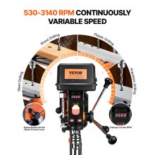 VEVOR 12 in Benchtop Drill Press, 5 Amp 120V, Variable Speed Cast Iron Bench Drill Press, 12 in Swing Distance 0-45° Tiltling Worktable with Laser Work Light, Tabletop Drilling Machine for Wood Metal