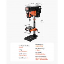 VEVOR 12 in Benchtop Drill Press, 5 Amp 120V, Variable Speed Cast Iron Bench Drill Press, 12 in Swing Distance 0-45° Tiltling Worktable with Laser Work Light, Tabletop Drilling Machine for Wood Metal