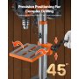 VEVOR Benchtop Drill Press, 3.2 Amp, 5-Speed Adjustable Drill Press with 650/1050/1800/2350/3100 RPM, 10-inch Swing, Cast Iron Frame, 0-45° Tiltling Worktable, Work Light, for Drilling Wood & Metal