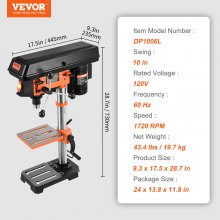 VEVOR 10'' 5-Speed Benchtop Drill Press Cast Iron Drill Press 3.2A 610-2800RPM