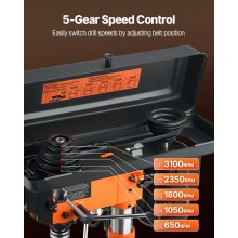 VEVOR 10'' 5-Speed Benchtop Drill Press Cast Iron Drill Press 3.2A 610-2800RPM