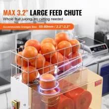 VEVOR Commercial Orange Juicer Machine, 120W Automatic Juice Extractor with Water Tap, Stainless Steel Orange Squeezer 20 Oranges/Minute, with Pull-Out Filter Box, PC Cover, 2 Peel Collecting Buckets