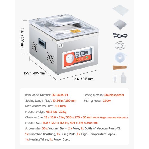 Machine à emballer VEVOR sous vide à chambre 320 W machine d'emballage