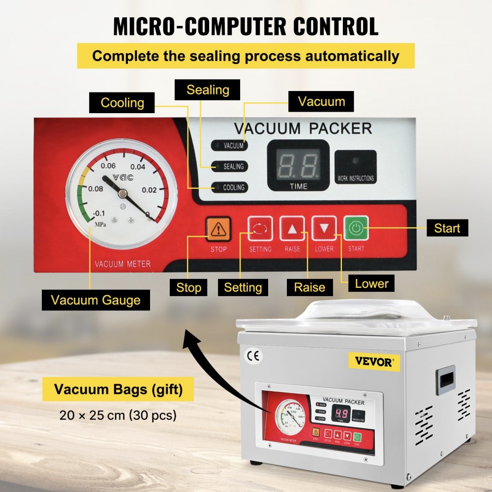 VEVOR DZ-260A Chamber Sealing Machine Auto Vacuum Packaging Machine Commercial