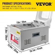 VEVOR Chamber Vacuum Sealer Vacuum Packaging Machine 6.5 cbm/h Pump Rate 220V