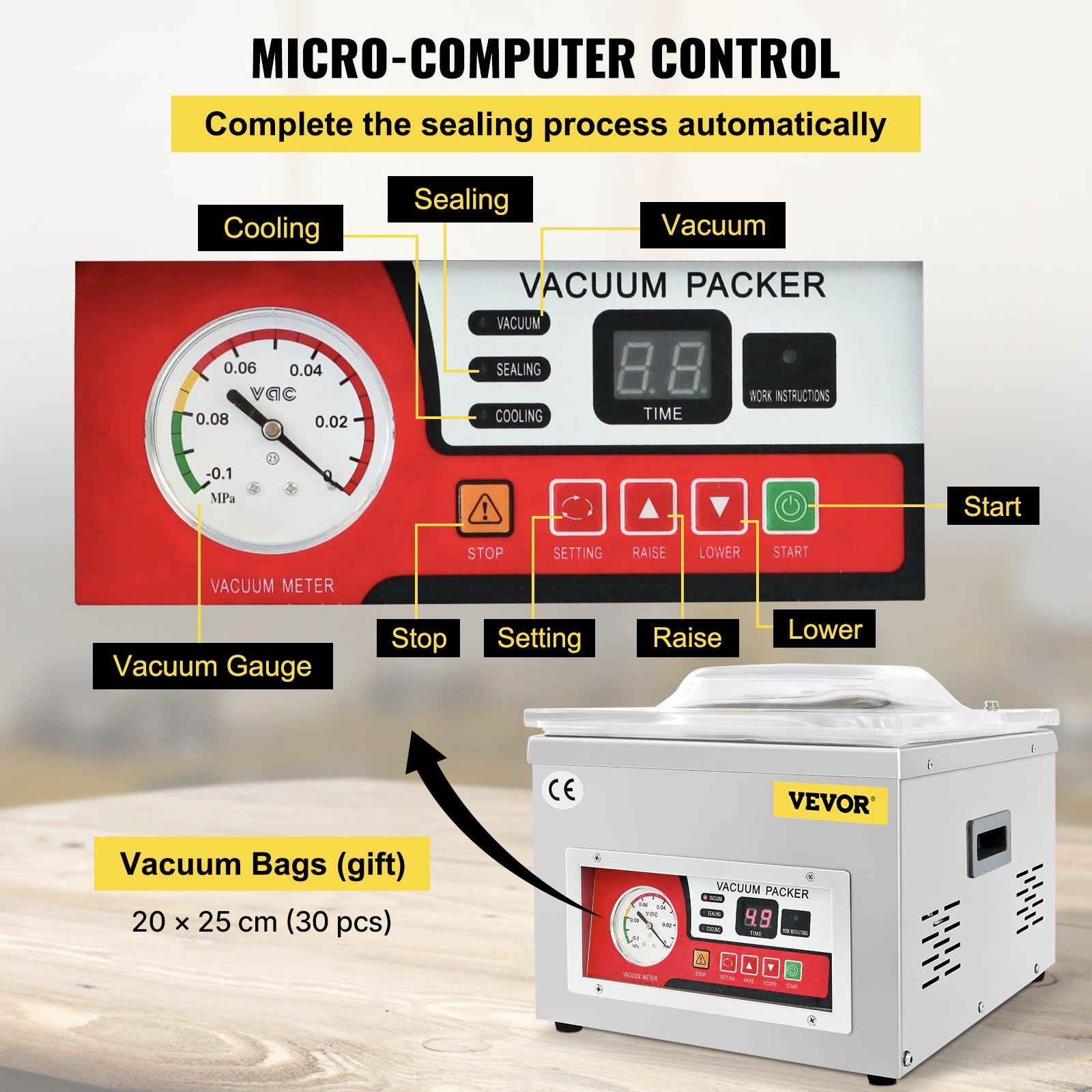 VEVOR DZ-260A Chamber Sealing Machine Auto Vacuum Packaging Machine Commercial