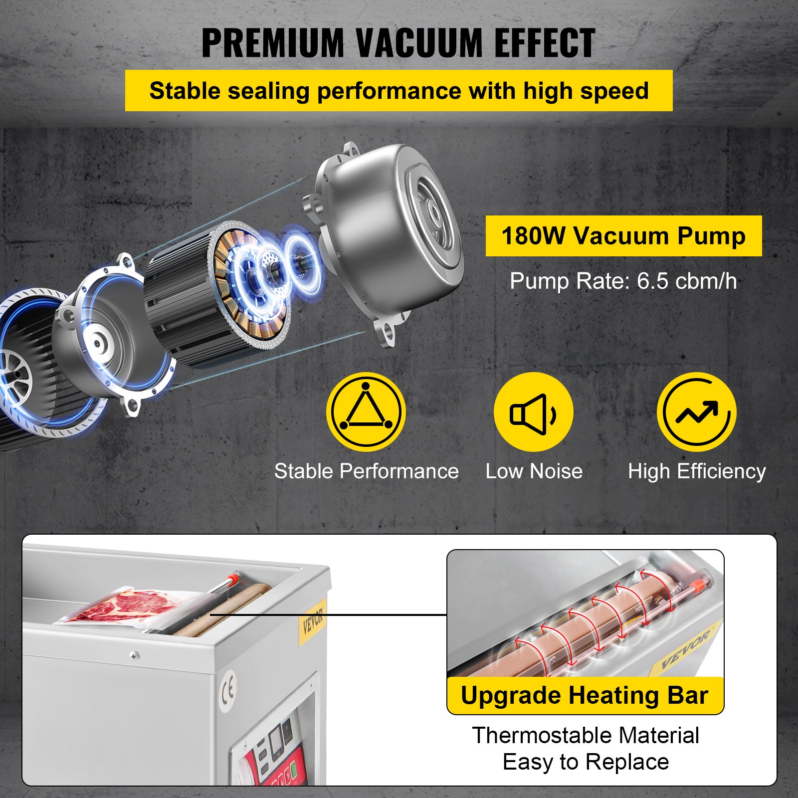 VEVOR Chamber Vacuum Sealer, 260W Sealing Power, Vacuum Packing Machine for Wet Foods, Meats, Marinades and More, Compact Size with 25.9 cm Sealing Length, Applied in Home Kitchen and Commercial Use