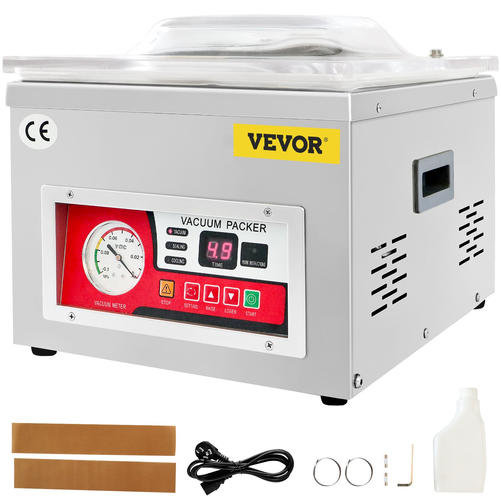 VEVOR Chamber Vacuum Sealer, 260W Sealing Power, Vacuum Packing Machine for Wet Foods, Meats, Marinades and More, Compact Size with 25.9 cm Sealing Length, Applied in Home Kitchen and Commercial Use