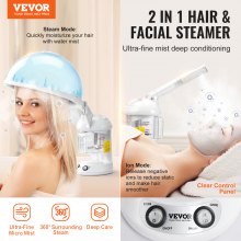 2 in 1 Hair & Facial Steamer Professional Hair Steamer with Bonnet Hood