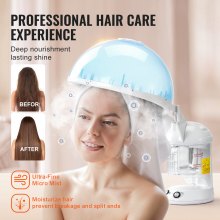 VEVOR 2 in 1 Hair & Facial Steamer, Professional Hair Steamer with Detachable Bonnet Hood, Nano Ionic Face Steamer with 360° Rotatable Sprayer for Deep Conditioning, Perfect for Home Beauty Salon Spa