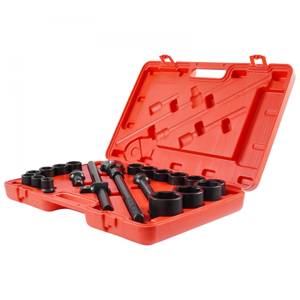 VEVOR Impact Socket Set 3/4 Inches 21 Piece Standard Impact Sockets, Socket Assortment 3/4 Inches Drive Socket Set Impact Standard SAE Sizes 3/4 Inches to 2 Inches Includes Adapters and Ratchet Handle