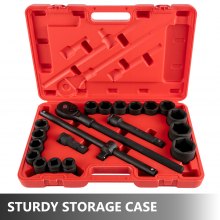 VEVOR Impact Socket Set 3/4 Inches 21 Piece Standard Impact Sockets, Socket Assortment 3/4 Inches Drive Socket Set Impact Standard SAE Sizes 3/4 Inches to 2 Inches Includes Adapters and Ratchet Handle