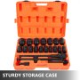 VEVOR Impact Socket Set 3/4 Inches 22 Piece Deep Impact Sockets, Socket Assortment 3/4 Inches Drive Socket Set Impact Standard SAE Sizes 7/8 Inches to 2 Inches Includes Adapters and Ratchet Handle