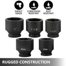 VEVOR Impact Socket Set 3/4 Inches 27 Piece Standard Impact Sockets, Socket Assortment, 3/4 Inches Drive Socket Set Impact Standard SAE (7/8 Inches to 2 Inches) & Metric Sizes (22 mm-50 mm)