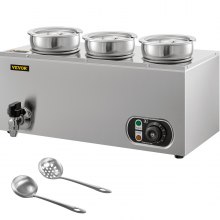 110V Commercial Food Warmer 16.8 Qt Capacity, 1500W Electric Soup Warmer  Adjustable Temp.86-185?, Stainless