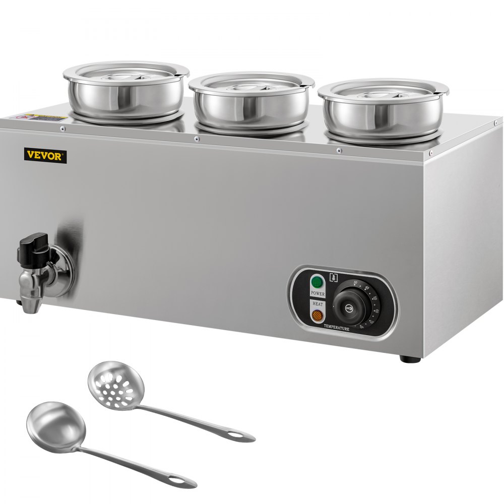 VEVOR Commercial Soup Warmer Soup Station w/ 3x4L Round Pots, Soup Kettle Warmer