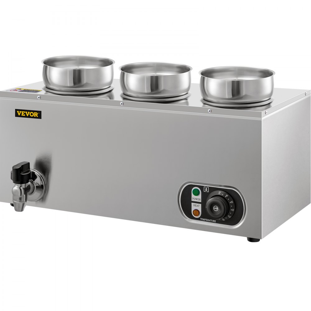VEVOR Commercial Soup Warmer Soup Station w/ 3x4L Round Pots, Soup Kettle Warmer