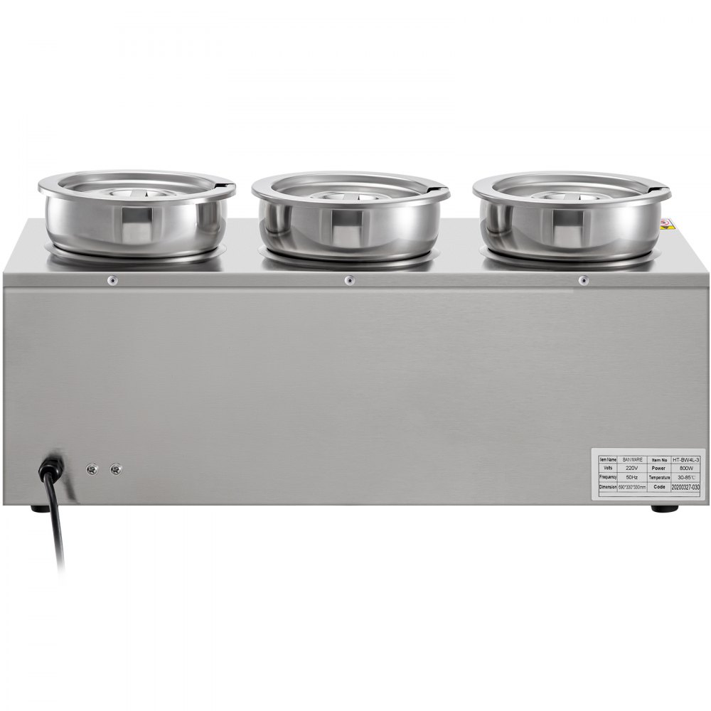 VEVOR Commercial Soup Warmer Soup Station w/ 3x4L Round Pots, Soup Kettle Warmer