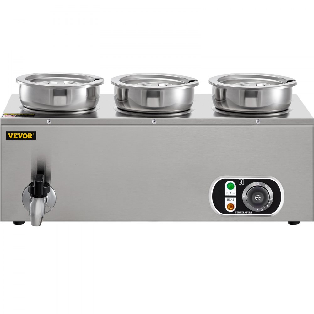 VEVOR Commercial Soup Warmer Soup Station w/ 3x4L Round Pots, Soup Kettle Warmer