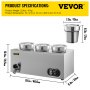 VEVOR Commercial Soup Warmer Soup Station w/ 3x4L Round Pots, Soup Kettle Warmer