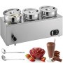VEVOR Commercial Soup Warmer, 3 x 7.4 Qt Round Pots, Restaurant Soup Warmer 0-85℃, Soup Station 800W, Soup Well Commercial with Faucet, Soup Kettle Warmer with 3 ladles, Cheese Warmer, Stainless Steel