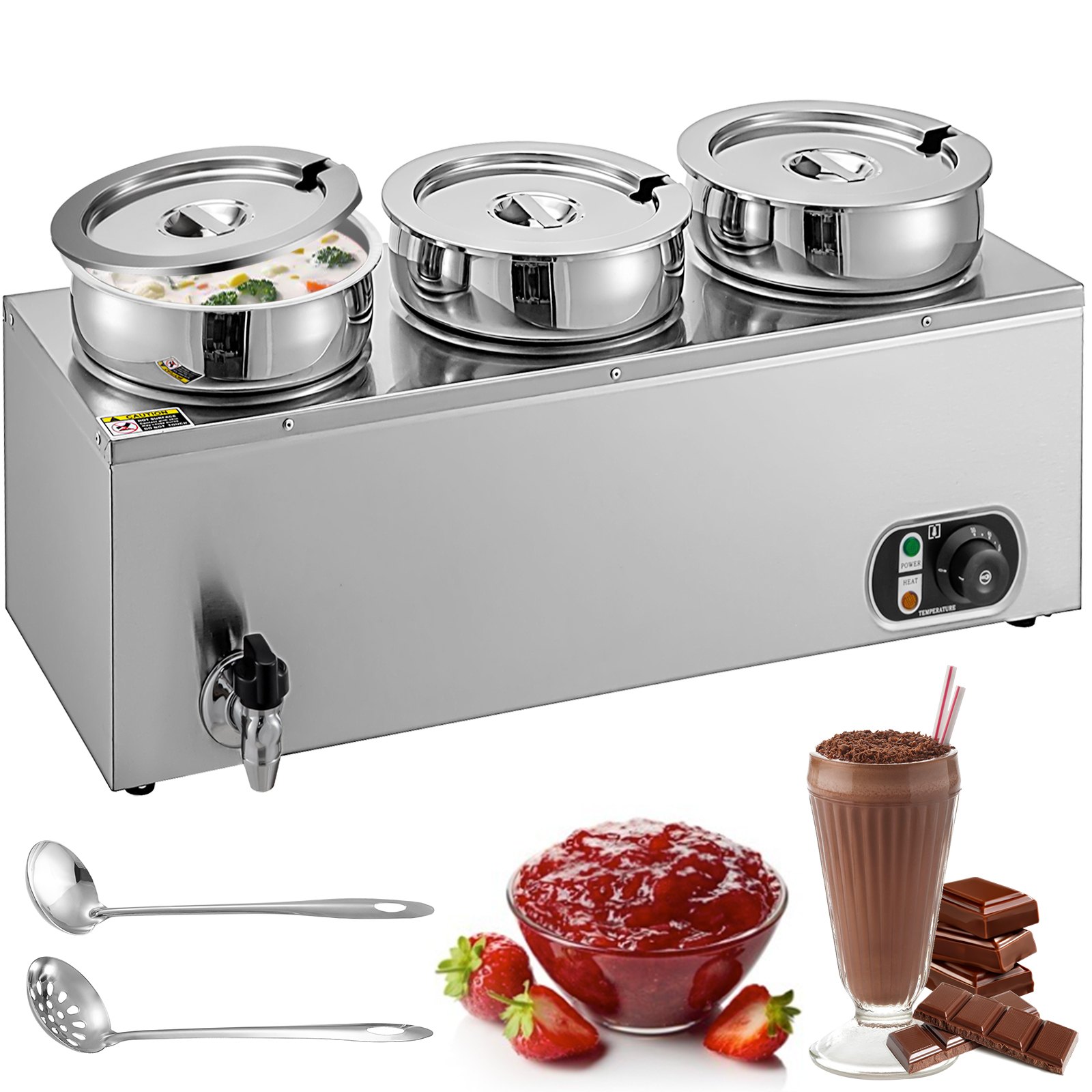 VEVOR Commercial Soup Warmer Soup Station w/ 3x7L Round Pots, Soup Kettle Warmer