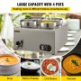 VEVOR 110V Commercial Food Warmer 16.8 Qt Capacity, 1500W Electric Soup Warmer Adjustable Temp.86-185℉, Stainless Steel Countertop Soup Pot with Tap, Bain Marie Food Warmer for Cheese/Hot Dog/Rice