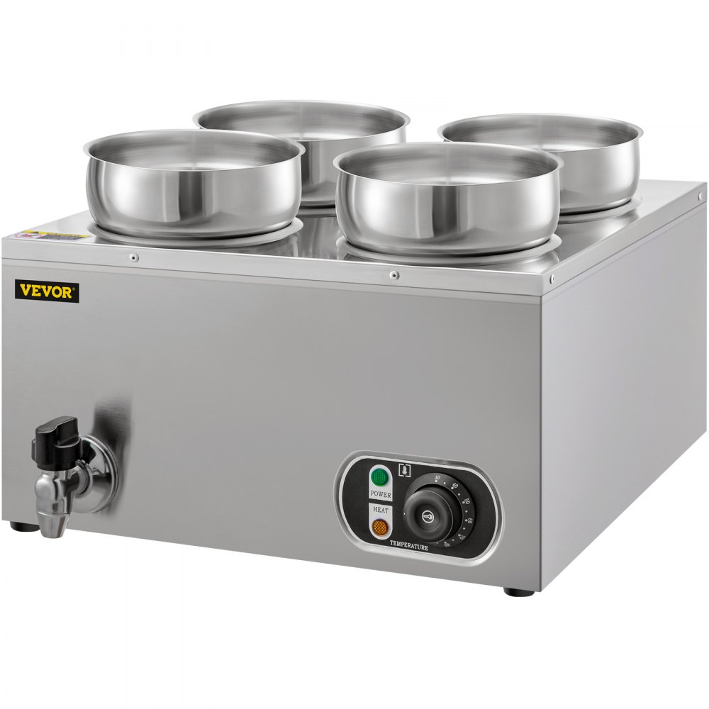 VEVOR Commercial Soup Warmer Soup Station w/ 4x4L Round Pots, Soup Kettle Warmer