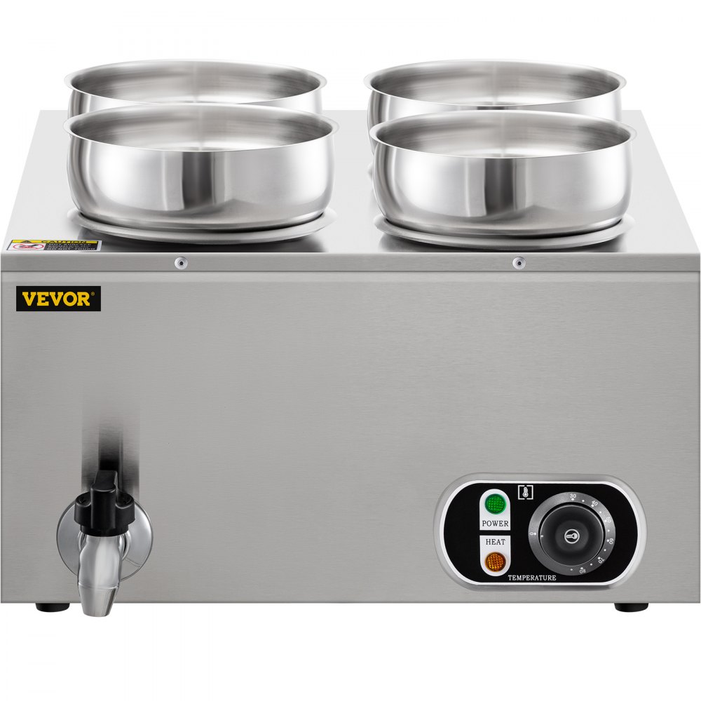 VEVOR Commercial Soup Warmer Soup Station w/ 4x4L Round Pots, Soup Kettle Warmer