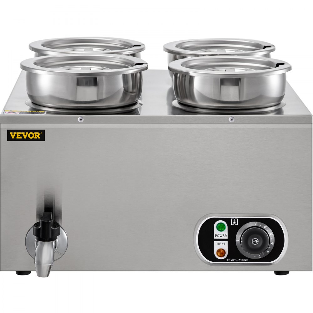 VEVOR Commercial Soup Warmer Soup Station w/ 4x4L Round Pots, Soup Kettle Warmer