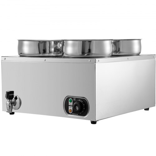 VEVOR Calentador de alimentos eléctrico comercial VEVOR, calentador de  alimentos de mesa de vapor de 5 ollas, 18 cuartos de galón/sartén con tapas  con tabla de cortar de 7 pulgadas, mesa de