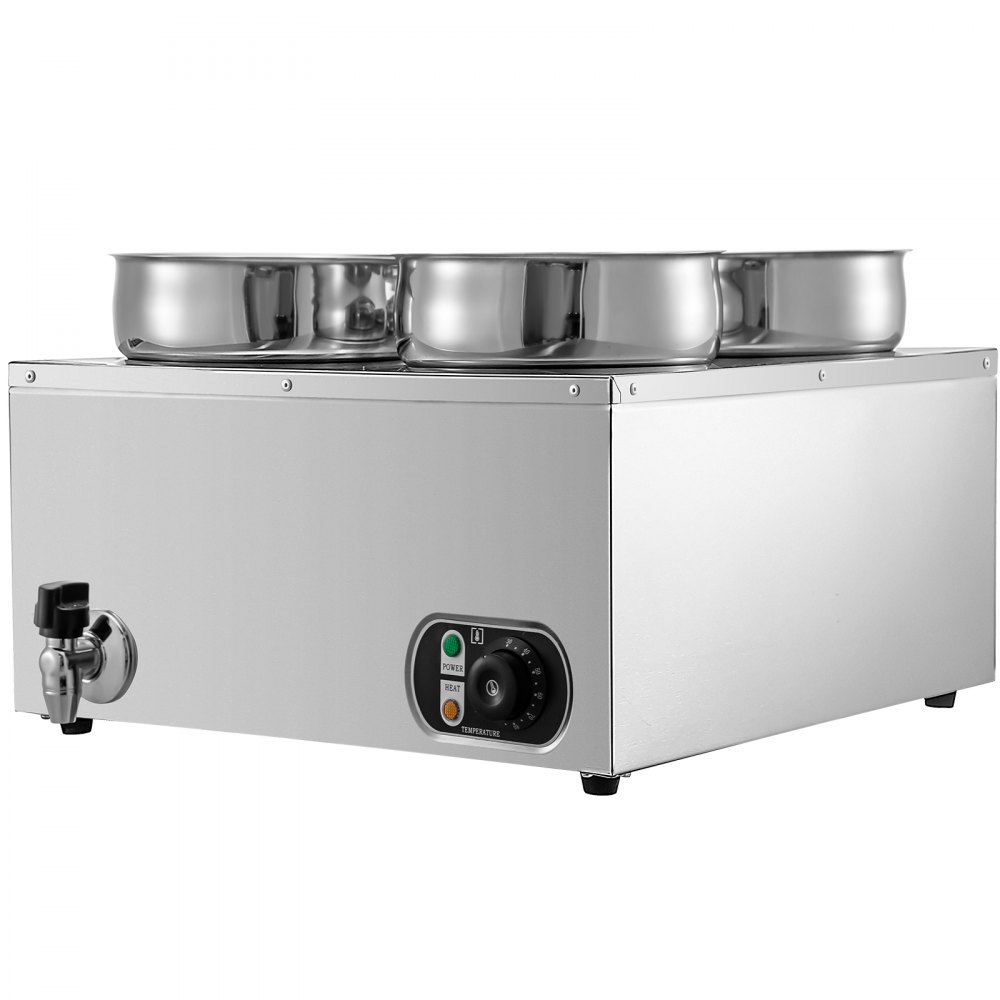 VEVOR Commercial Soup Warmer Soup Station w/ 4x7L Round Pots, Soup Kettle Warmer