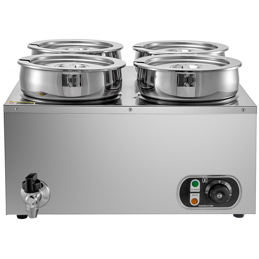VEVOR Commercial Soup Warmer Soup Station w/ 4x7L Round Pots, Soup Kettle Warmer