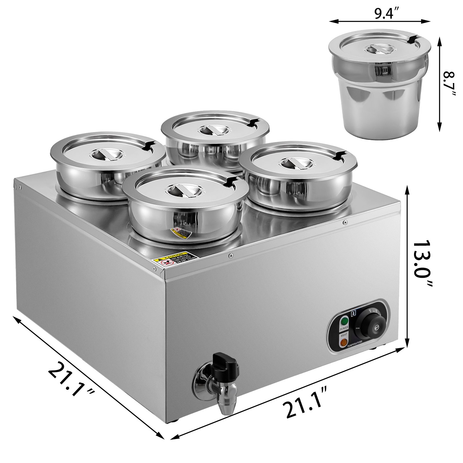 VEVOR Commercial Soup Warmer Soup Station w/ 4x7L Round Pots, Soup Kettle Warmer