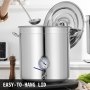 VEVOR Kettle Stockpot Stainless Steel 25Gal with Lid and Thermometer for Home Brew and Stock Pot Cookware 100 Quart