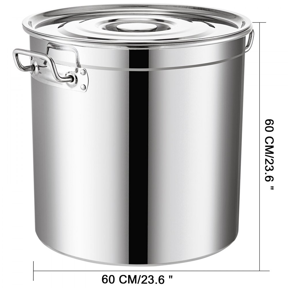 Commercial Deep Stainless Steel Stock Pot 170L Cater Stew Soup Boiling Pan Lid